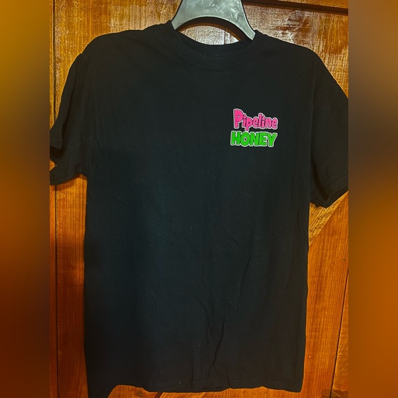 Gildan Ultra Cotton Pipeline Honey T-Shirt Sz M Black - Picture 1 of 5